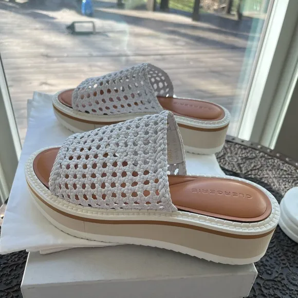 🤍CLERGERIE FAUSTA LEATHER PLATFORM SANDALS IN WHITE 39 9