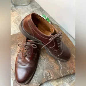 Club Room~Men’s Brown Leather Dress Shoes~Block Heel~Made In Italy~Size 9.5