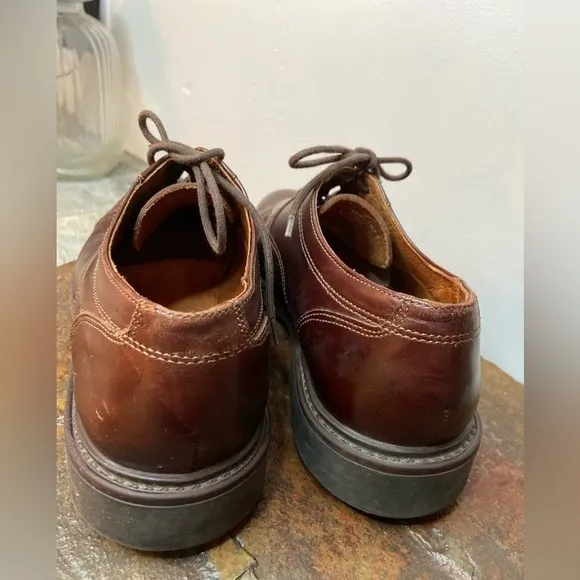 Club Room~Men’s Brown Leather Dress Shoes~Block Heel~Made In Italy~Size 9.5