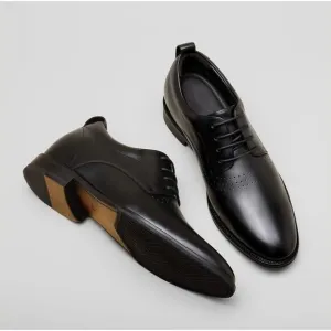 CMR CHAMARIPA Height Increasing Shoes - Black Calfskin Leather Men's Dress Shoes