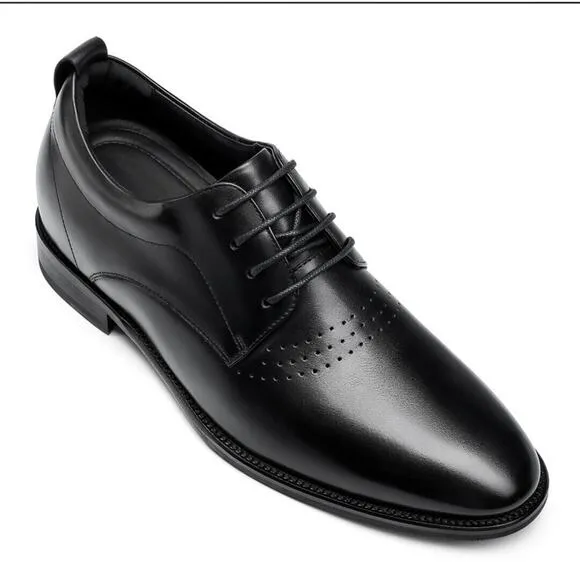CMR CHAMARIPA Height Increasing Shoes - Black Calfskin Leather Men's Dress Shoes
