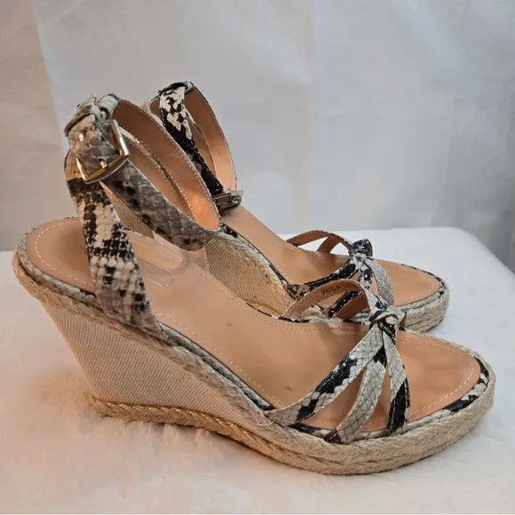 COACH &quot;Helen&quot; Printed Python Espadrilles Wedge Preowned Condition Size: 8B