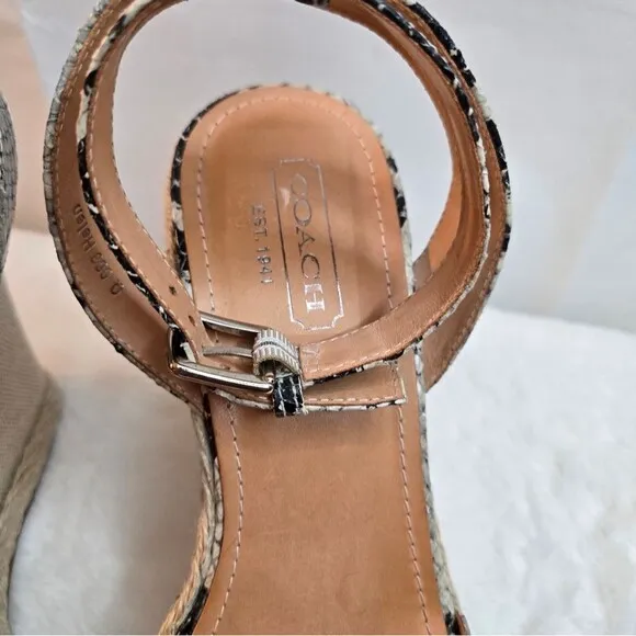 COACH &quot;Helen&quot; Printed Python Espadrilles Wedge Preowned Condition Size: 8B