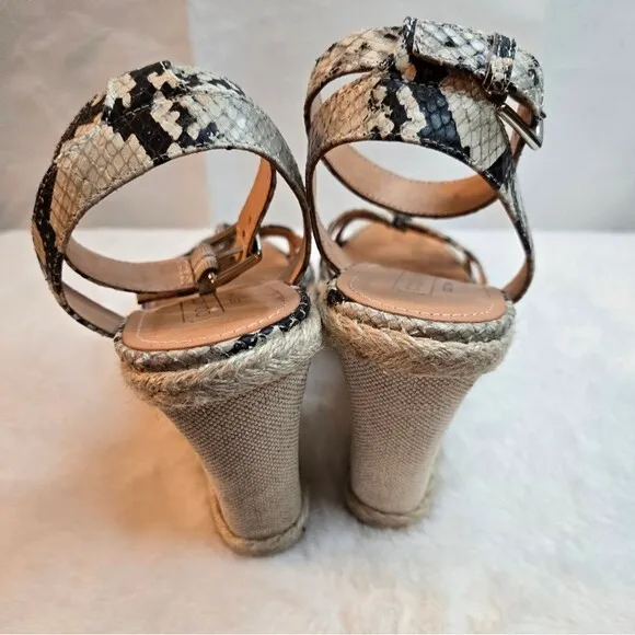 COACH &quot;Helen&quot; Printed Python Espadrilles Wedge Preowned Condition Size: 8B