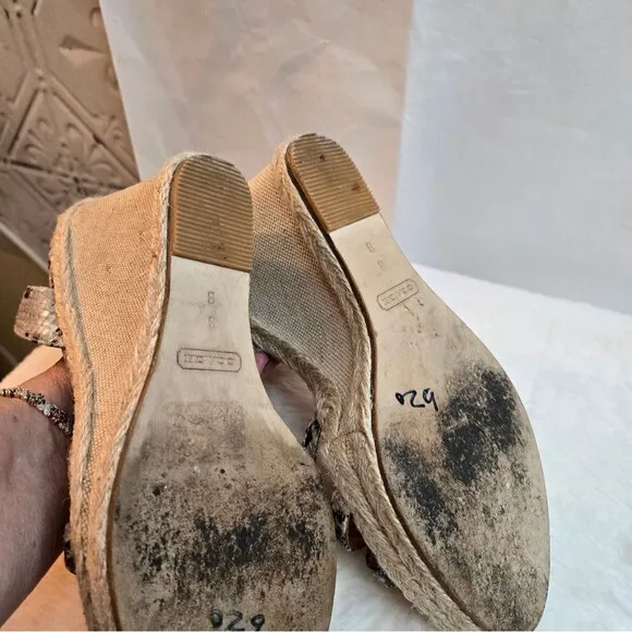 COACH &quot;Helen&quot; Printed Python Espadrilles Wedge Preowned Condition Size: 8B