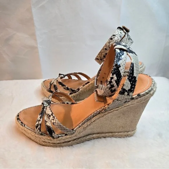 COACH &quot;Helen&quot; Printed Python Espadrilles Wedge Preowned Condition Size: 8B