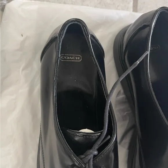 Coach Black Square Toe Tie Up Shoes