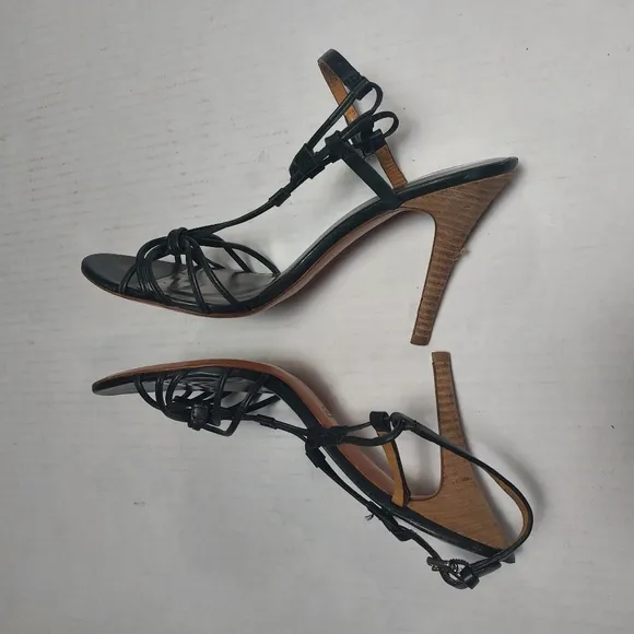 COACH Black Stiletto Ankle Straps High Heels Sandals Size 10 B