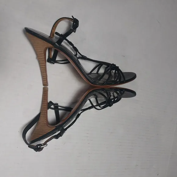 COACH Black Stiletto Ankle Straps High Heels Sandals Size 10 B