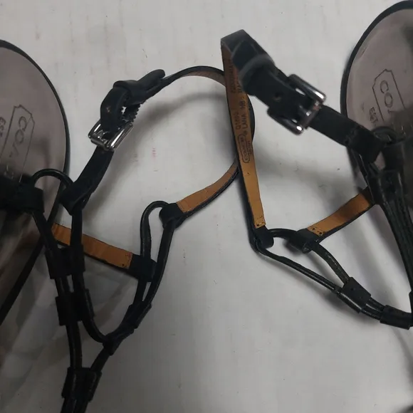 COACH Black Stiletto Ankle Straps High Heels Sandals Size 10 B