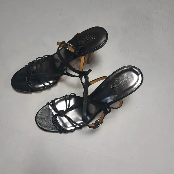 COACH Black Stiletto Ankle Straps High Heels Sandals Size 10 B