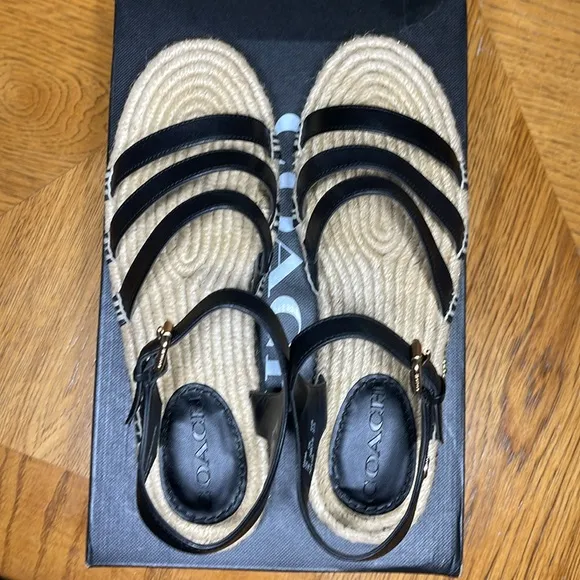 COACH CARISSA LEATHER ESPADRILLE SANDALS