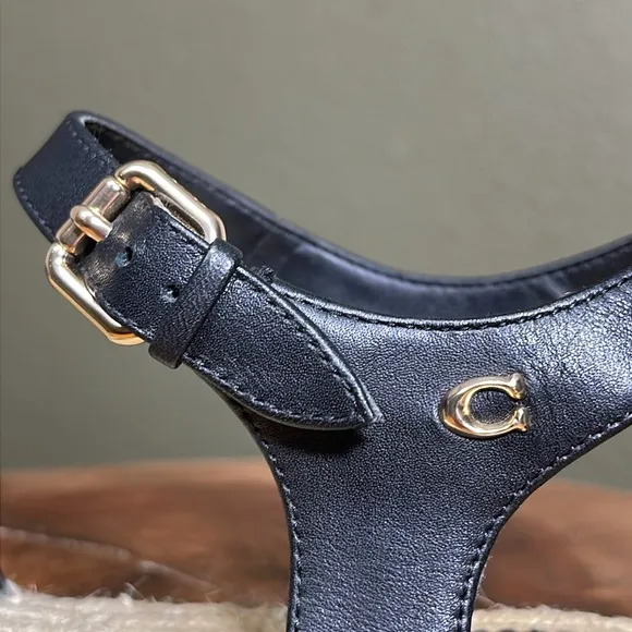 COACH CARISSA LEATHER ESPADRILLE SANDALS