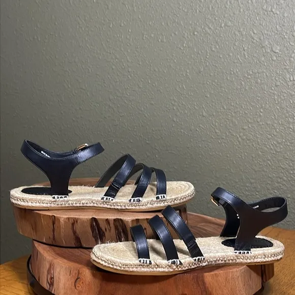 COACH CARISSA LEATHER ESPADRILLE SANDALS