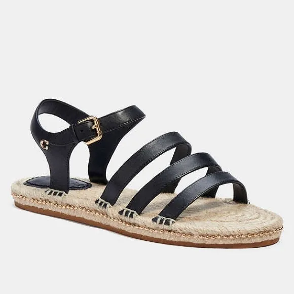 COACH CARISSA LEATHER ESPADRILLE SANDALS