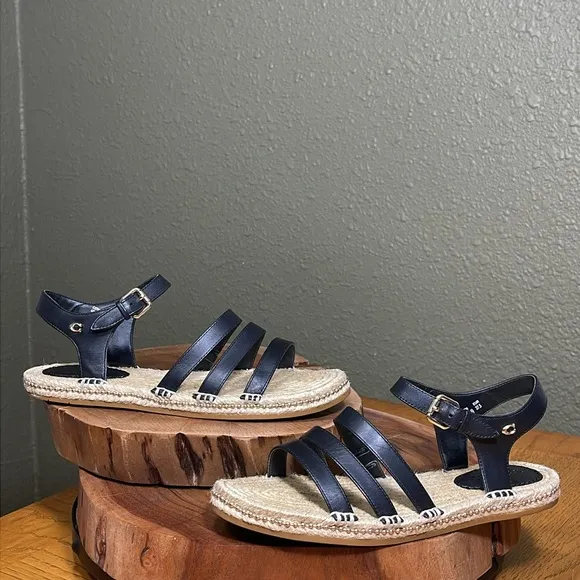 COACH CARISSA LEATHER ESPADRILLE SANDALS