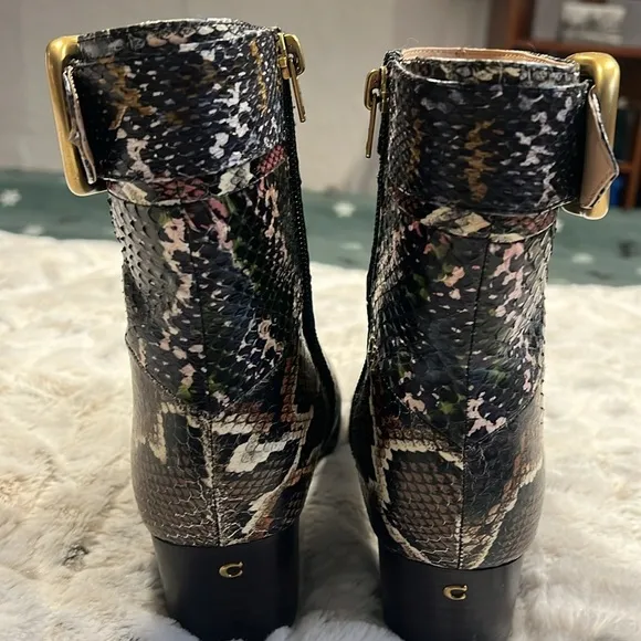 Coach Cassandra Snakeskin Ankle Boots Sz-6.5