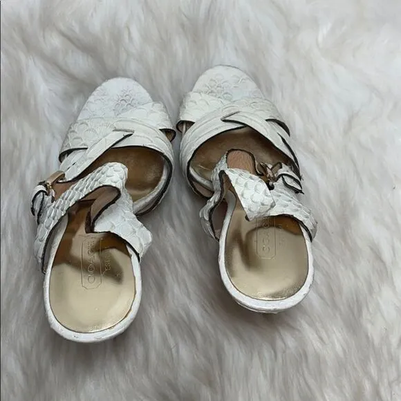 Coach Dani White Python Platform Sandals Sz 5