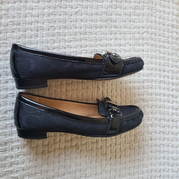 COACH Elkie Black Leather Slip On Loafers Women's Size 7 B