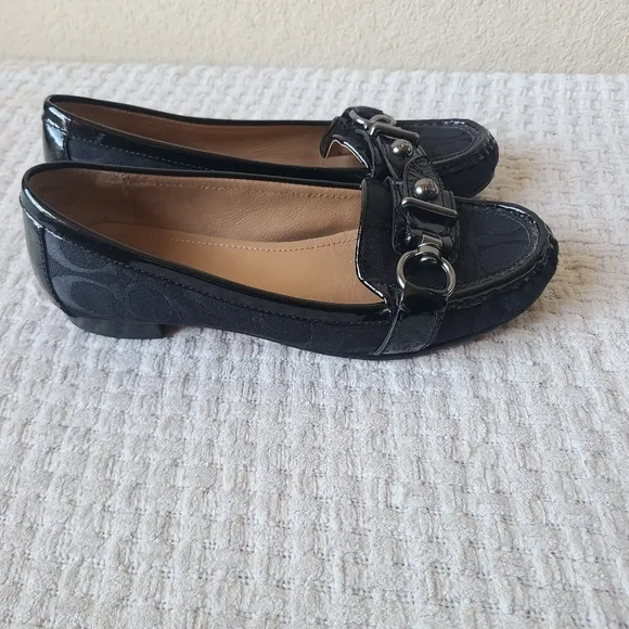 COACH Elkie Black Leather Slip On Loafers Women's Size 7 B