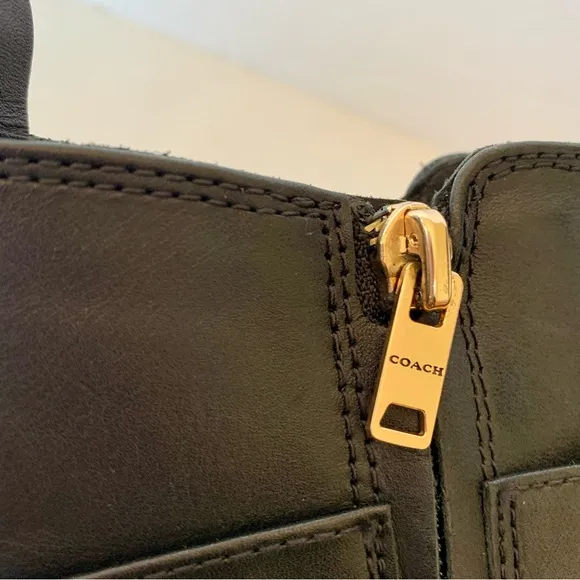 Coach Lacey Black Leather Boots Booties New Size 9.5