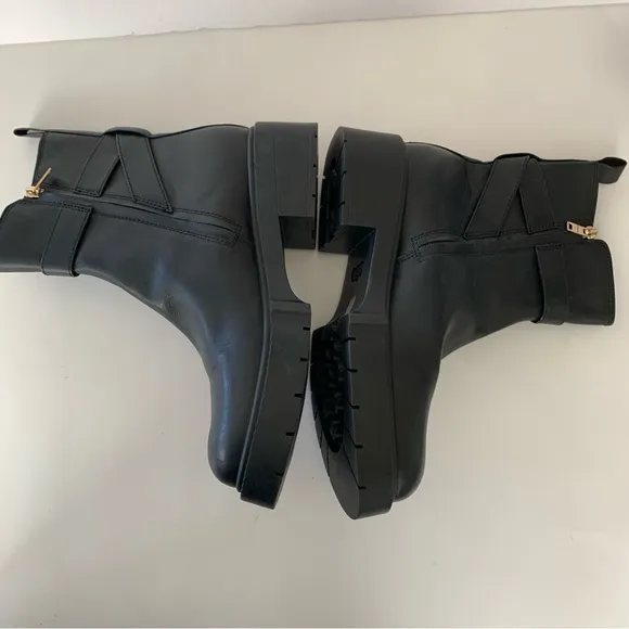 Coach Lacey Black Leather Boots Booties New Size 9.5