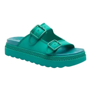 COACH Lainey Double Buckle Platform Sandals-Bright Green