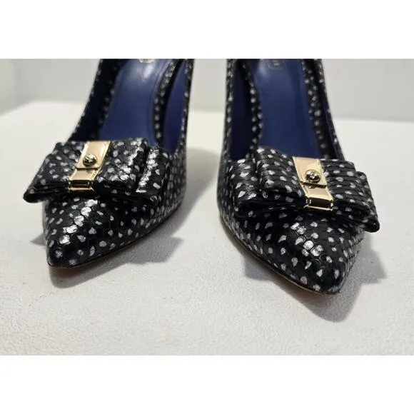 COACH Landrie Polka Dot Pointed Toe Bow Heels Black/White dots Women SZ 7 B