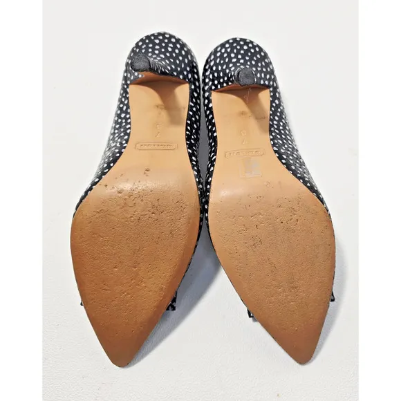 COACH Landrie Polka Dot Pointed Toe Bow Heels Black/White dots Women SZ 7 B