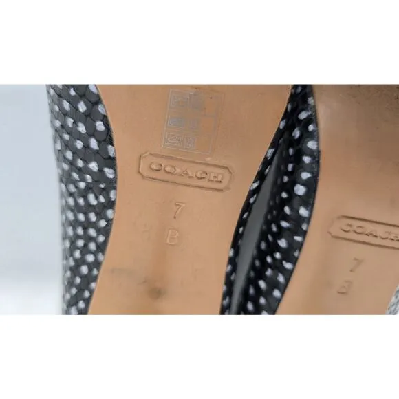COACH Landrie Polka Dot Pointed Toe Bow Heels Black/White dots Women SZ 7 B