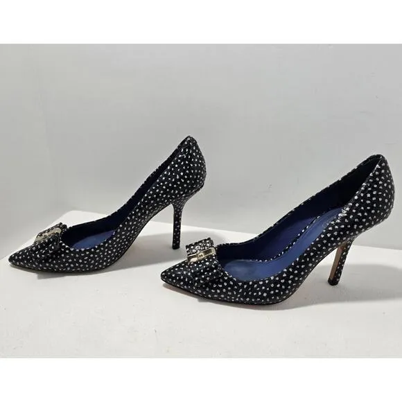COACH Landrie Polka Dot Pointed Toe Bow Heels Black/White dots Women SZ 7 B