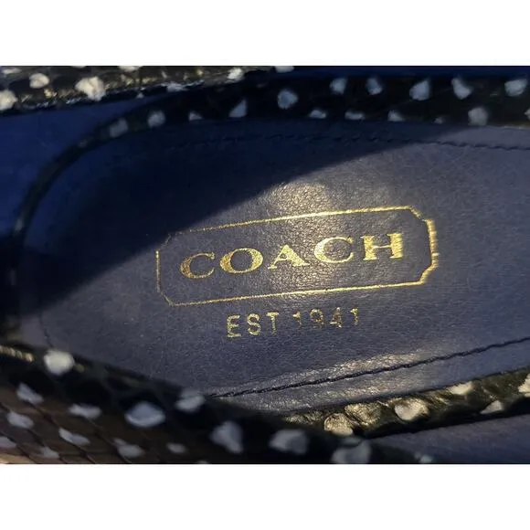 COACH Landrie Polka Dot Pointed Toe Bow Heels Black/White dots Women SZ 7 B