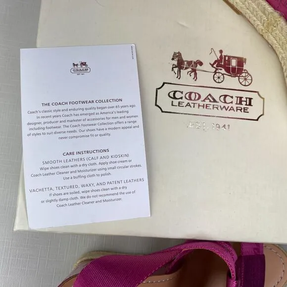 COACH Maryanne HOT BARBIE PINK Sandals! Espadrille Wedge Heels Fuchsia Sz 7