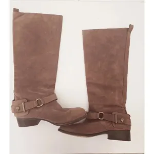 Coach Natale Brown Suede Leather Buckle Pull On Tall Knee High Riding Boots 7.5