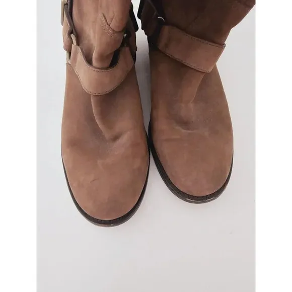 Coach Natale Brown Suede Leather Buckle Pull On Tall Knee High Riding Boots 7.5