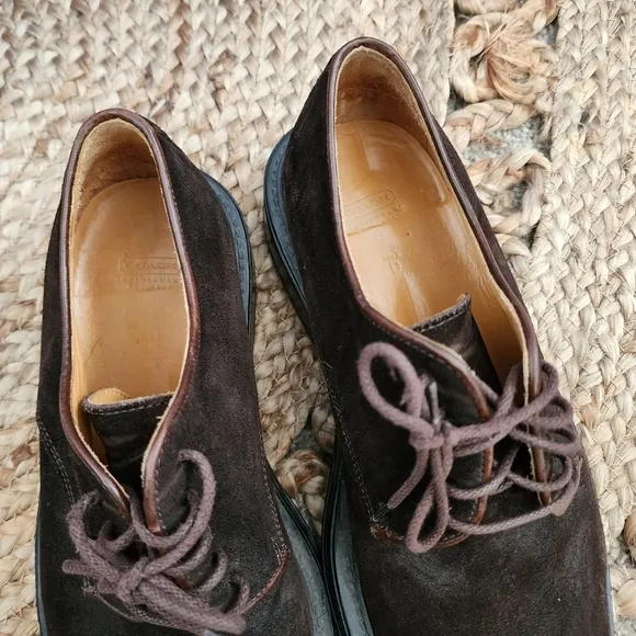 Coach Nate Suede Derby Oxford Chocolate Brown Dress Shoes Business Designer 9
