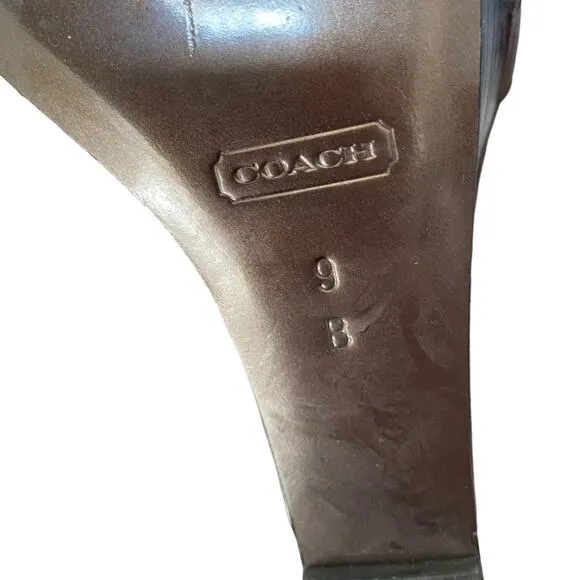 Coach NWOB Shannon Brown Leather Wedge Platform Buckle Sandals size 9