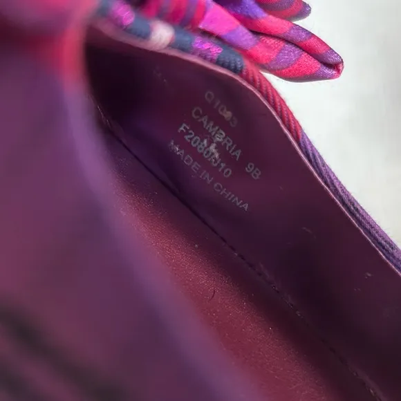 Coach Poppy Cambria Tartan Ballet Flats – Purple Multi with Striped Bow size 9