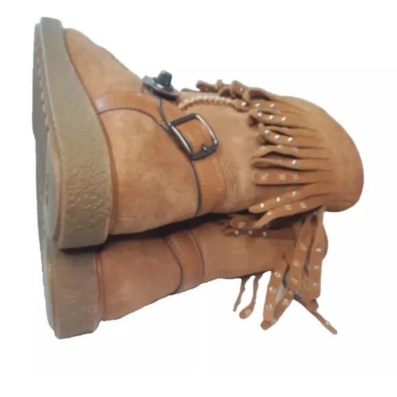 Coach Roccasin Shearling Boots Women's Size 6B Fringe~Studs Details G3161