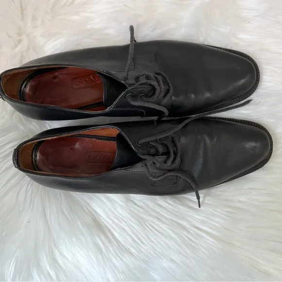 Coach Shoes Lace Up Black Leather Mens Size 10 N Narrow