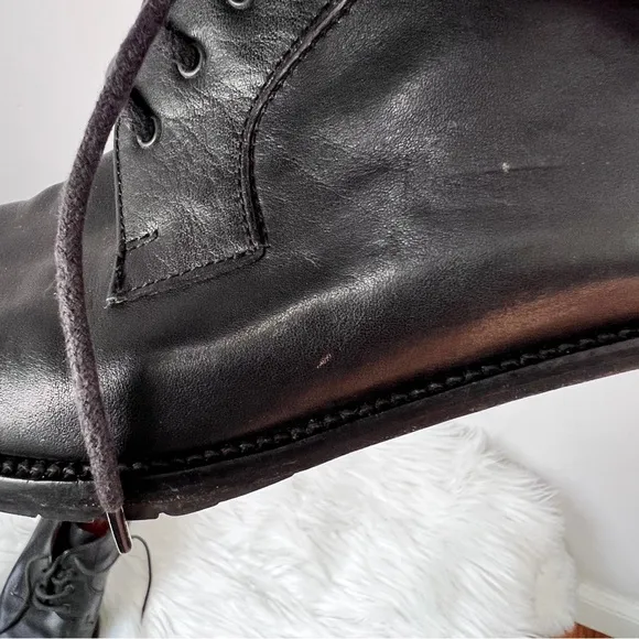 Coach Shoes Lace Up Black Leather Mens Size 10 N Narrow