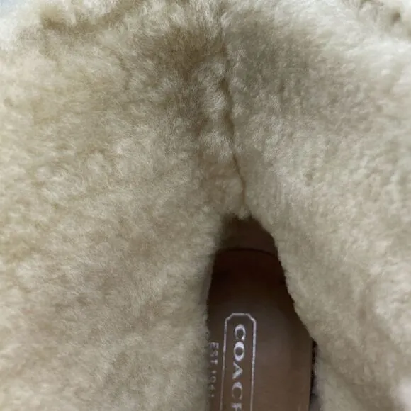 Coach Sydney Platform Heels Suede Boots Shearling Lined Size 5,5B