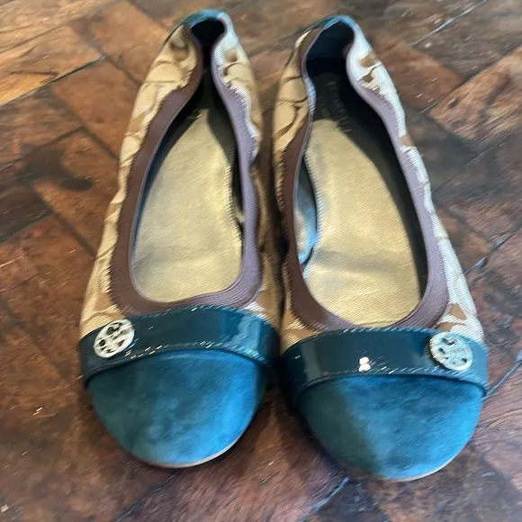 COACH Teal and Brown Women's Flats