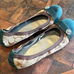 COACH Teal and Brown Women's Flats