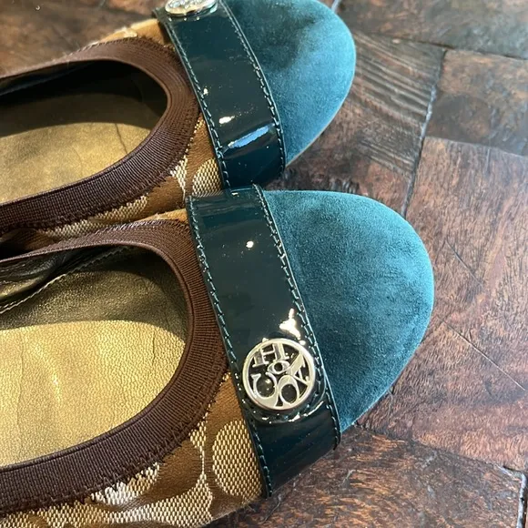 COACH Teal and Brown Women's Flats