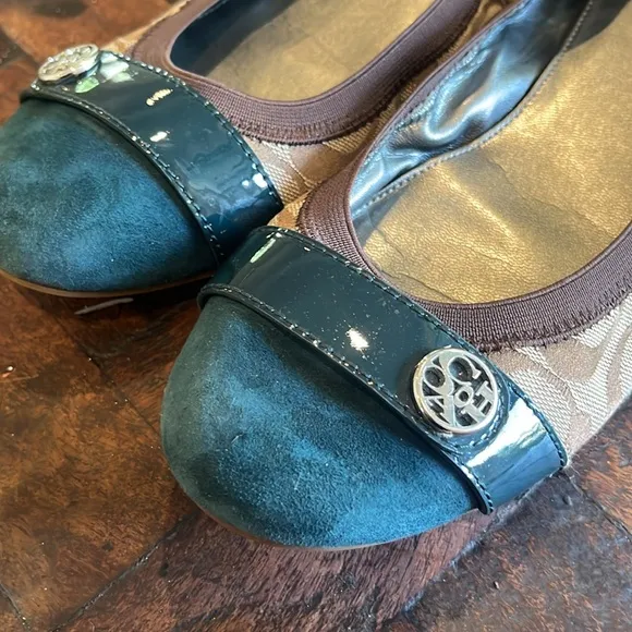 COACH Teal and Brown Women's Flats