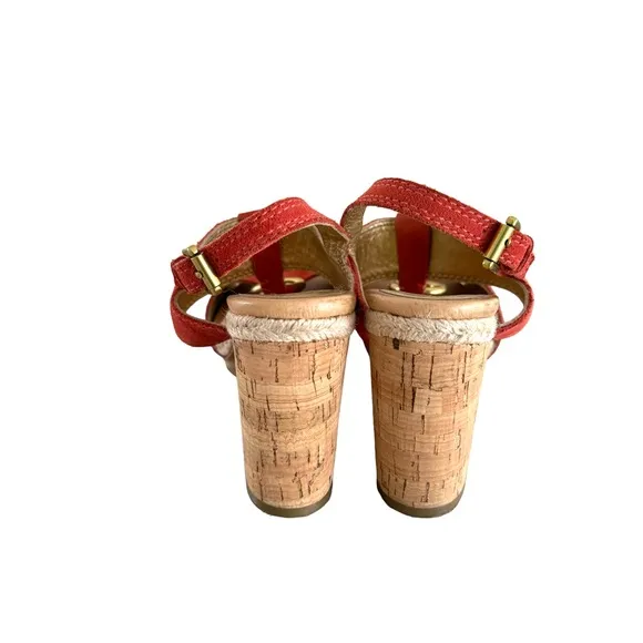 Coach Valeann Coral Suede Leather Cork Platform Sandals Women’s Size 6.5