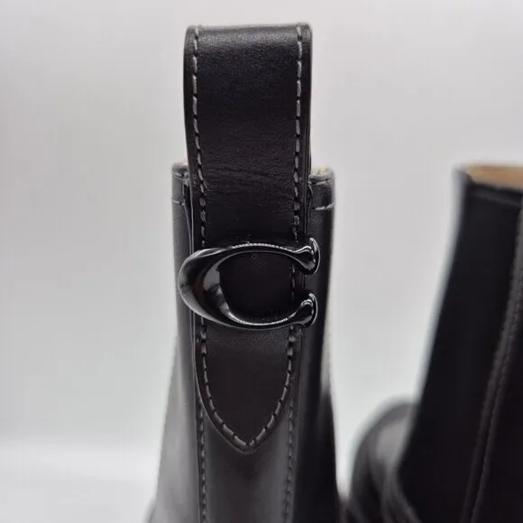 Coach Women's Bootie Jayla Leather Bootie Women's Size 7 B Black Chunky  (736)