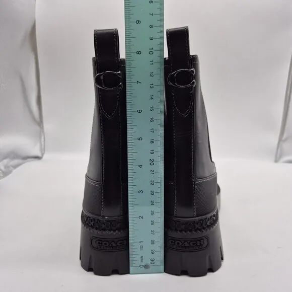 Coach Women's Bootie Jayla Leather Bootie Women's Size 7 B Black Chunky  (736)