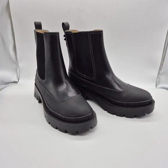 Coach Women's Bootie Jayla Leather Bootie Women's Size 7 B Black Chunky  (736)
